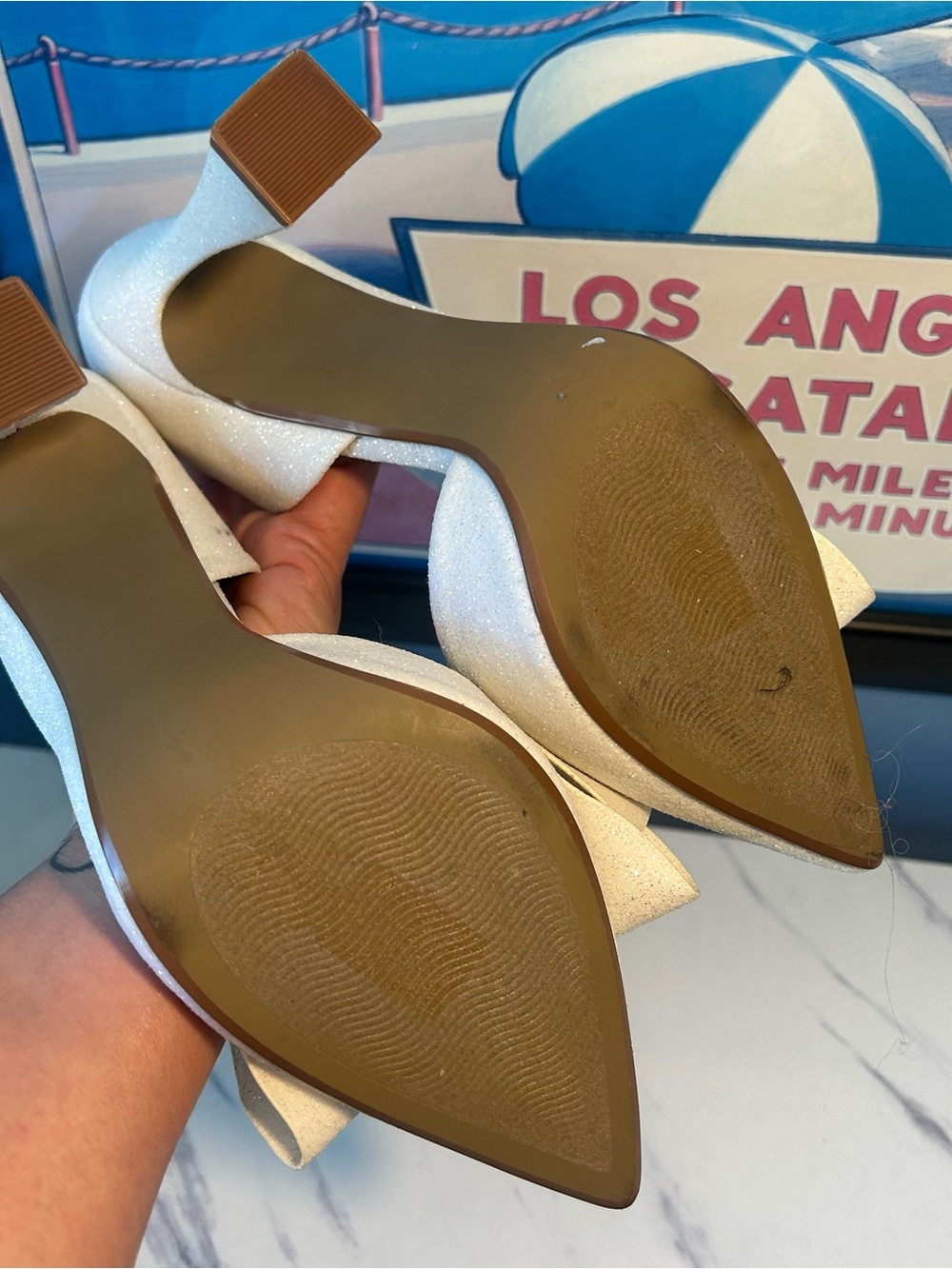 Betsey Johnson Nobble Ivory Glitter Heels With Bow - Picture 5 of 13